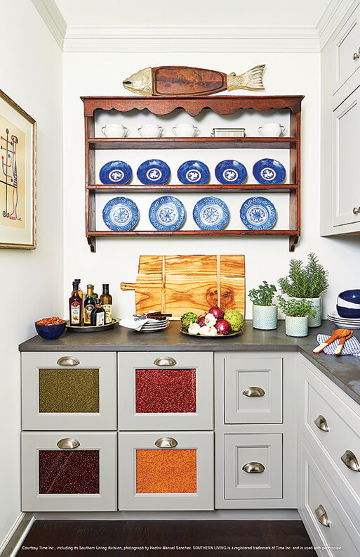 gray shaker pantry cabinets with glass front drawers