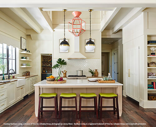 2017 southern living idea house white kitchen cabinets with large island